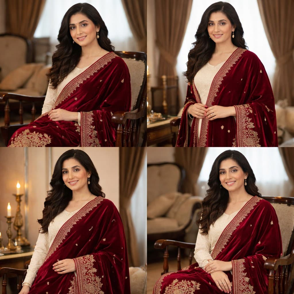 Embroidered Velvet Shawl